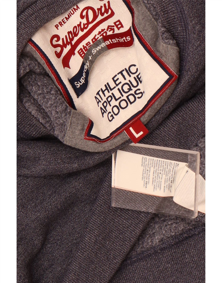 Superdry Mens Graphic Sweatshirt Jumper Large Navy Blue Flecked Cotton