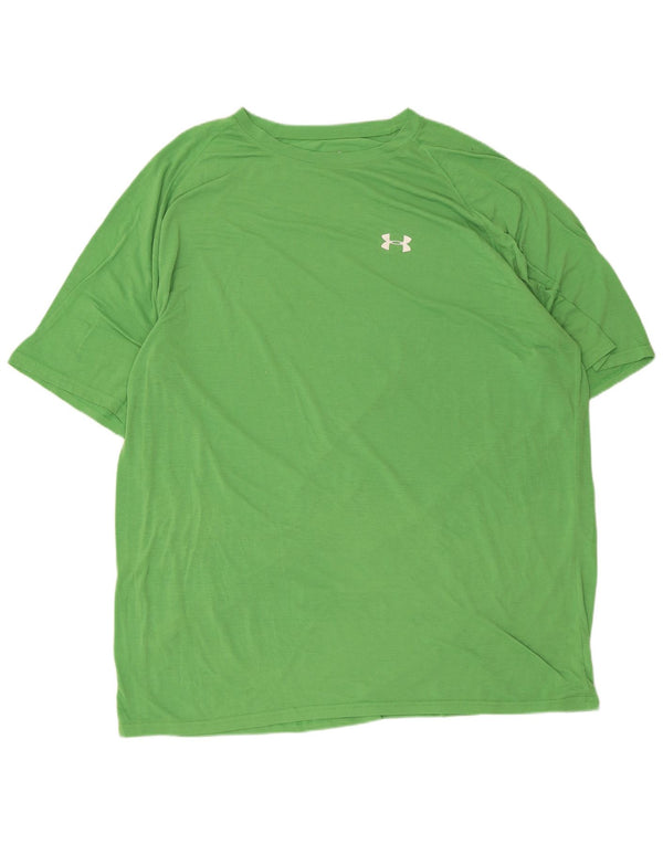 UNDER ARMOUR Mens Heat Gear T-Shirt Top 2XL Green Polyester
