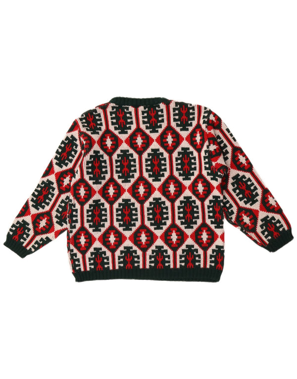 Vintage Womens Crew Neck Jumper Sweater IT 48 XL Multicoloured Geometric