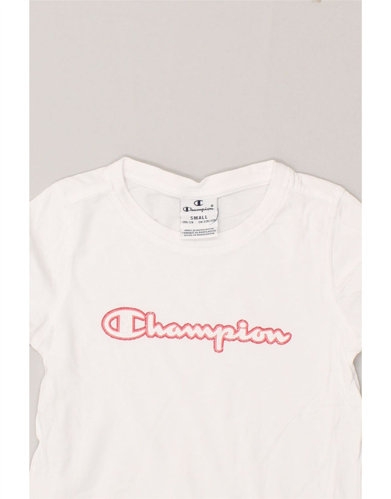 CHAMPION Girls Graphic T-Shirt Top 7-8 Years Small  White Vintage Champion and Second-Hand Champion from Messina Hembry 