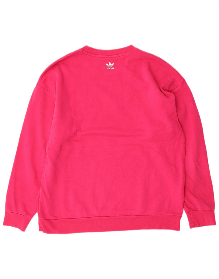 Adidas Womens Graphic Oversized Sweatshirt Jumper UK 12 Medium Pink