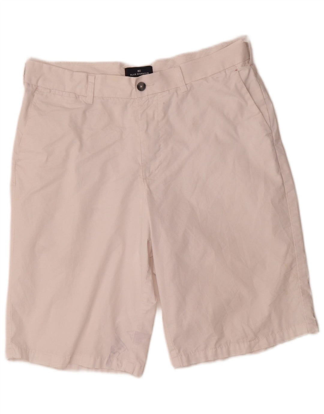 Marks & Spencer Mens Blue Harbour Chino Shorts W34 Large White Cotton