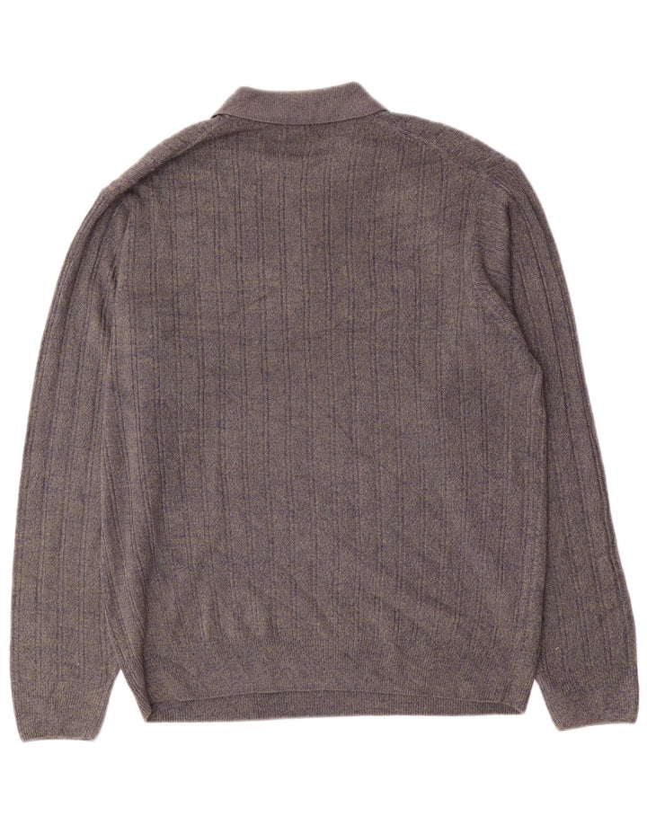Dockers Mens Polo Neck Jumper Sweater Large Grey Flecked Acrylic