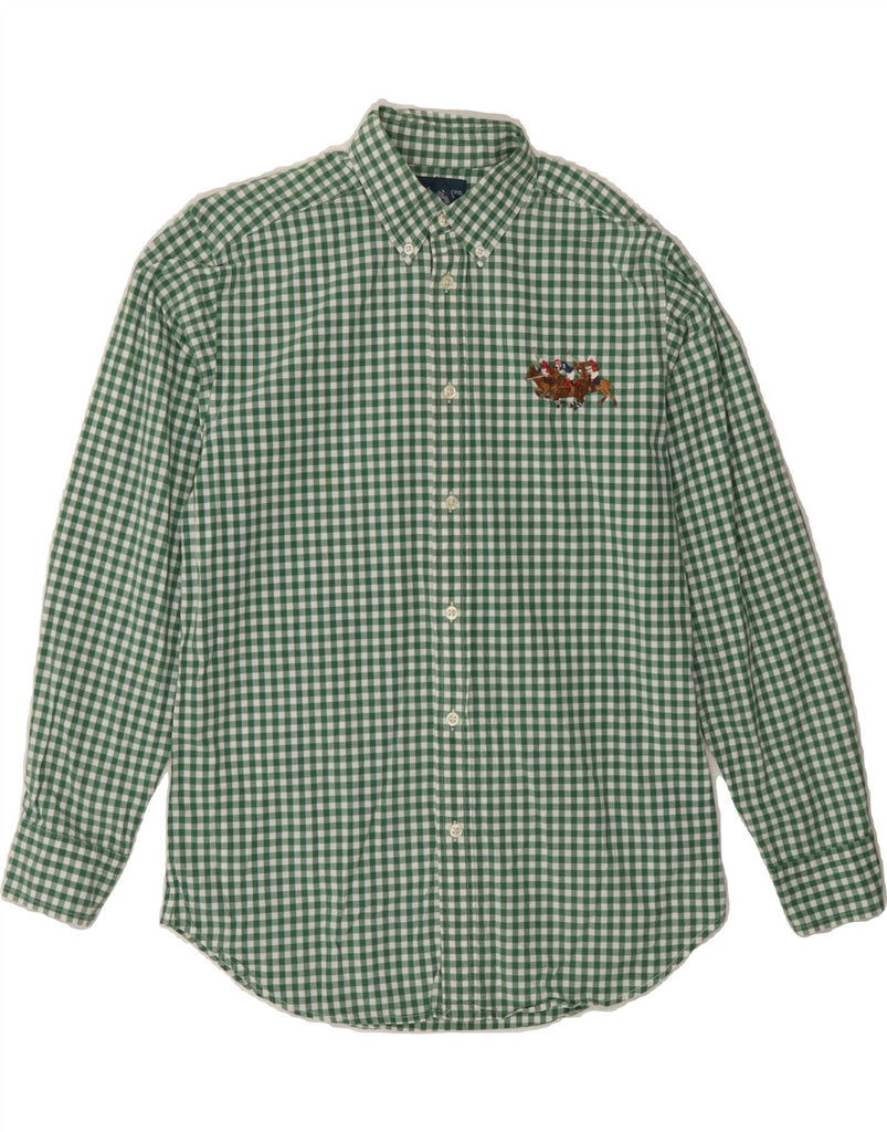 RALPH LAUREN Boys Shirt 14-15 Years Large  Green Gingham Cotton Vintage Ralph Lauren and Second-Hand Ralph Lauren from Messina Hembry 