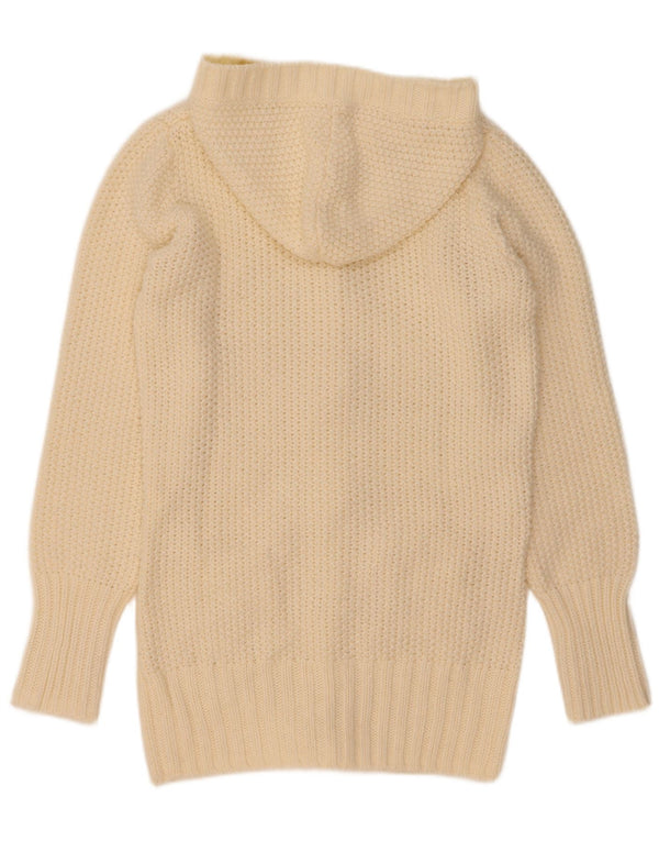 Vintage Womens Hooded Cardigan Sweater UK 14 Medium Off White
