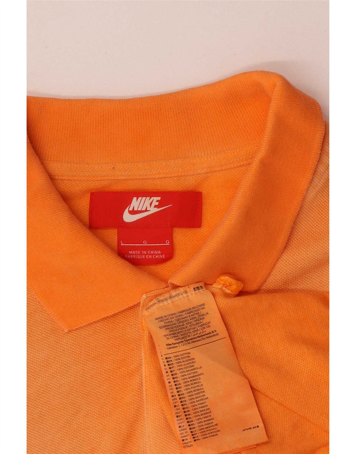 Nike Mens Polo Shirt Large Orange Cotton