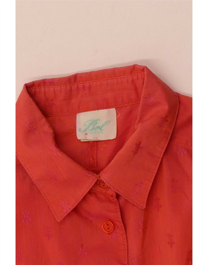 Vintage Womens Long Sleeve Shirt EU 38 Medium Red Flecked Cotton