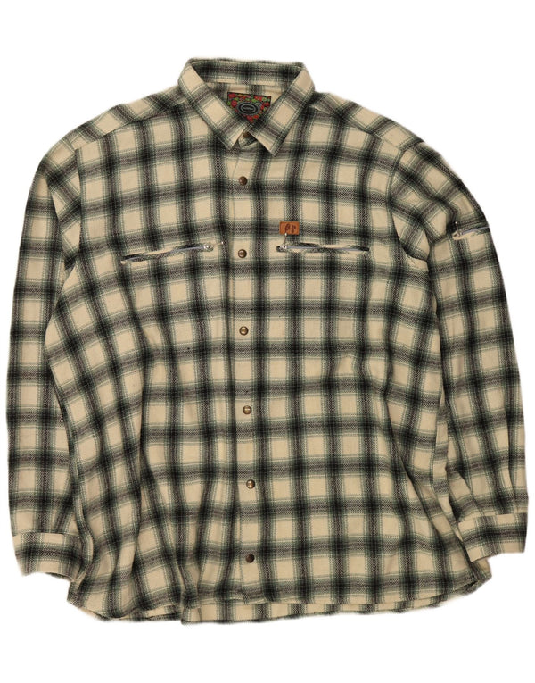 VINTAGE Mens Flannel Shirt 3XL Green Check Wool