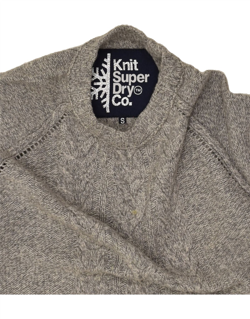 SUPERDRY Womens Crew Neck Jumper Sweater UK 10 Small Grey Wool | Vintage Superdry | Thrift | Second-Hand Superdry | Used Clothing | Messina Hembry 