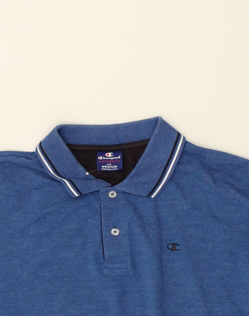 CHAMPION Mens Polo Shirt Medium Blue Cotton | Vintage Champion | Thrift | Second-Hand Champion | Used Clothing | Messina Hembry 