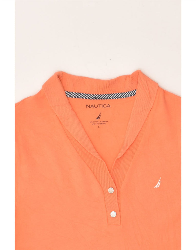 NAUTICA Womens Polo Shirt UK 14 Large Orange Cotton | Vintage Nautica | Thrift | Second-Hand Nautica | Used Clothing | Messina Hembry 