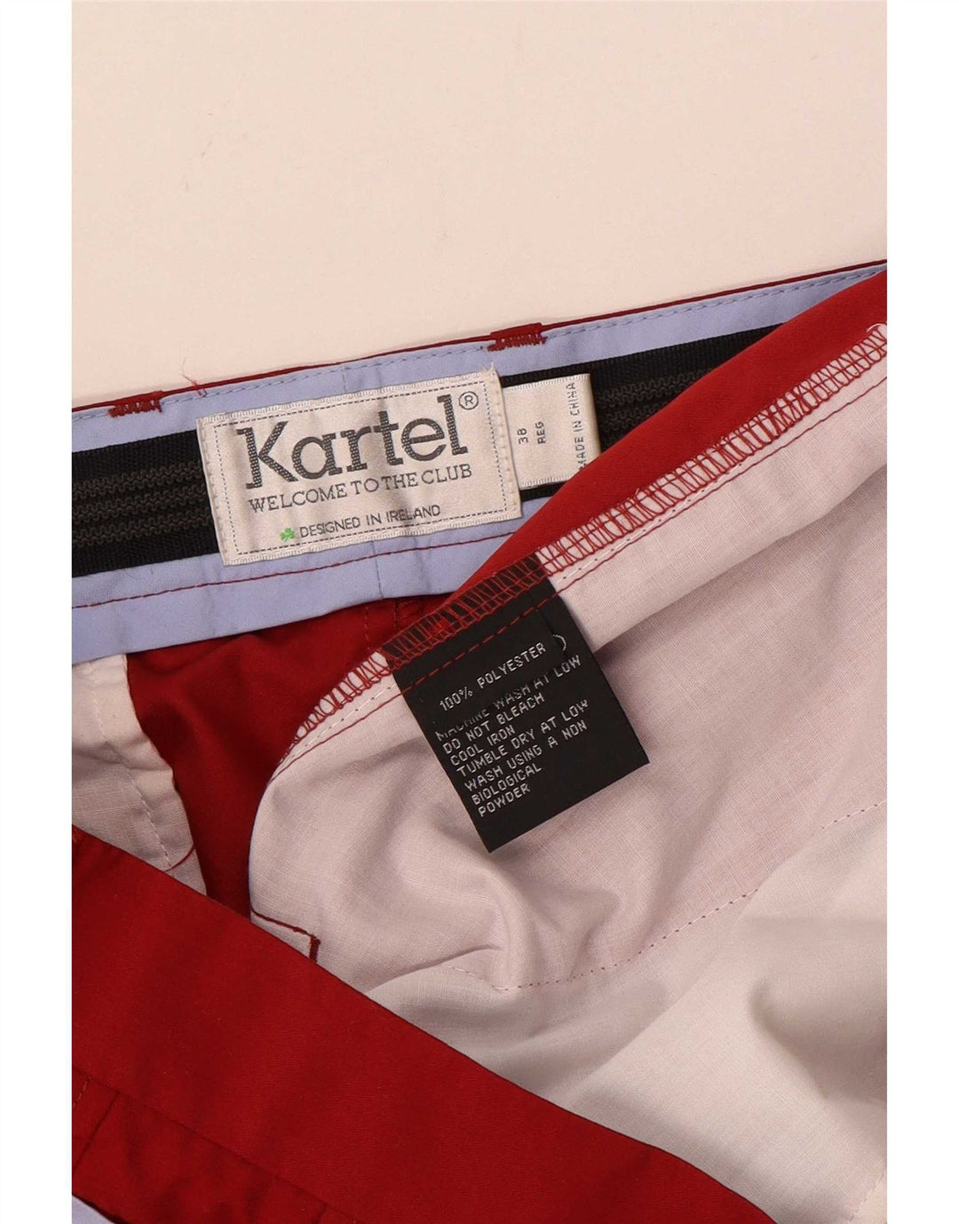 Kartel Mens Straight Suit Trousers W38 L33 Red Polyester