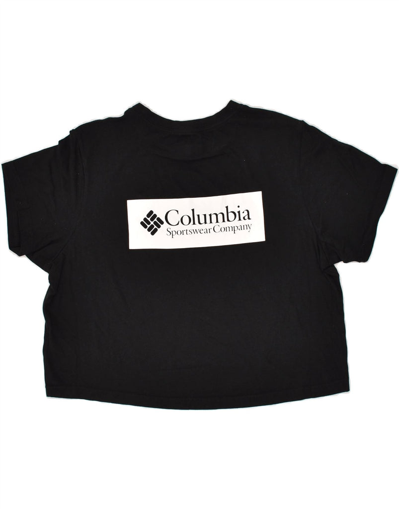 COLUMBIA Womens Crop Graphic T-Shirt Top UK 16 Large Black Cotton | Vintage Columbia | Thrift | Second-Hand Columbia | Used Clothing | Messina Hembry 