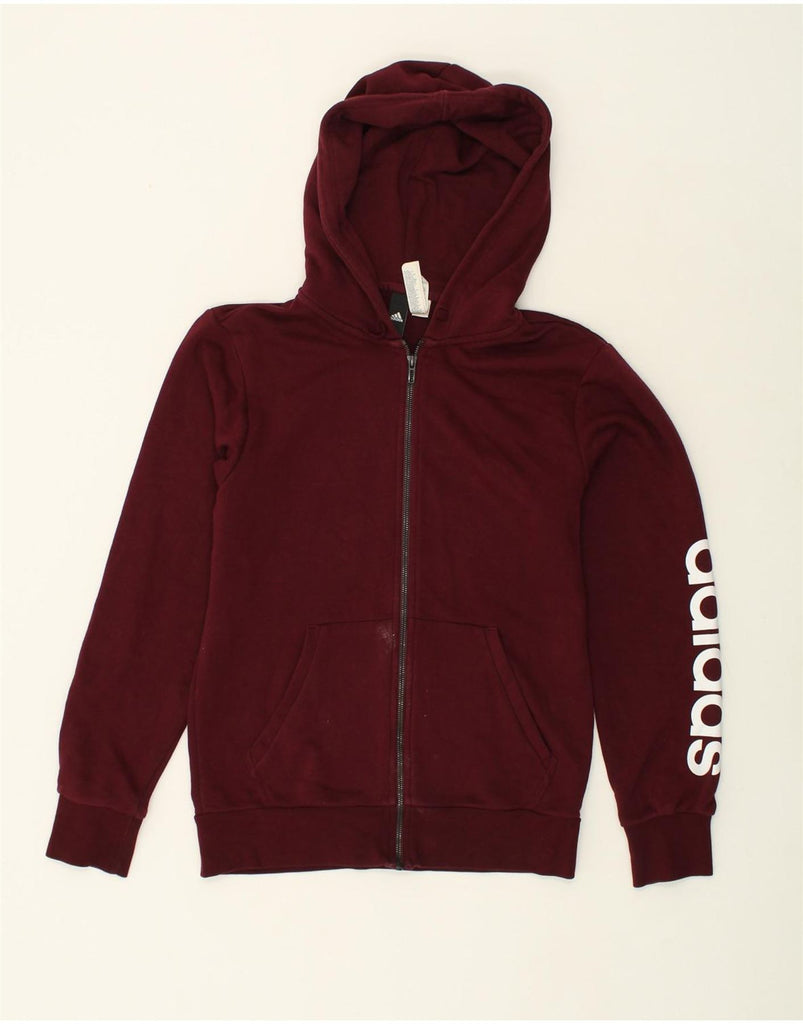 ADIDAS Mens Graphic Zip Hoodie Sweater Small Burgundy Cotton | Vintage Adidas | Thrift | Second-Hand Adidas | Used Clothing | Messina Hembry 