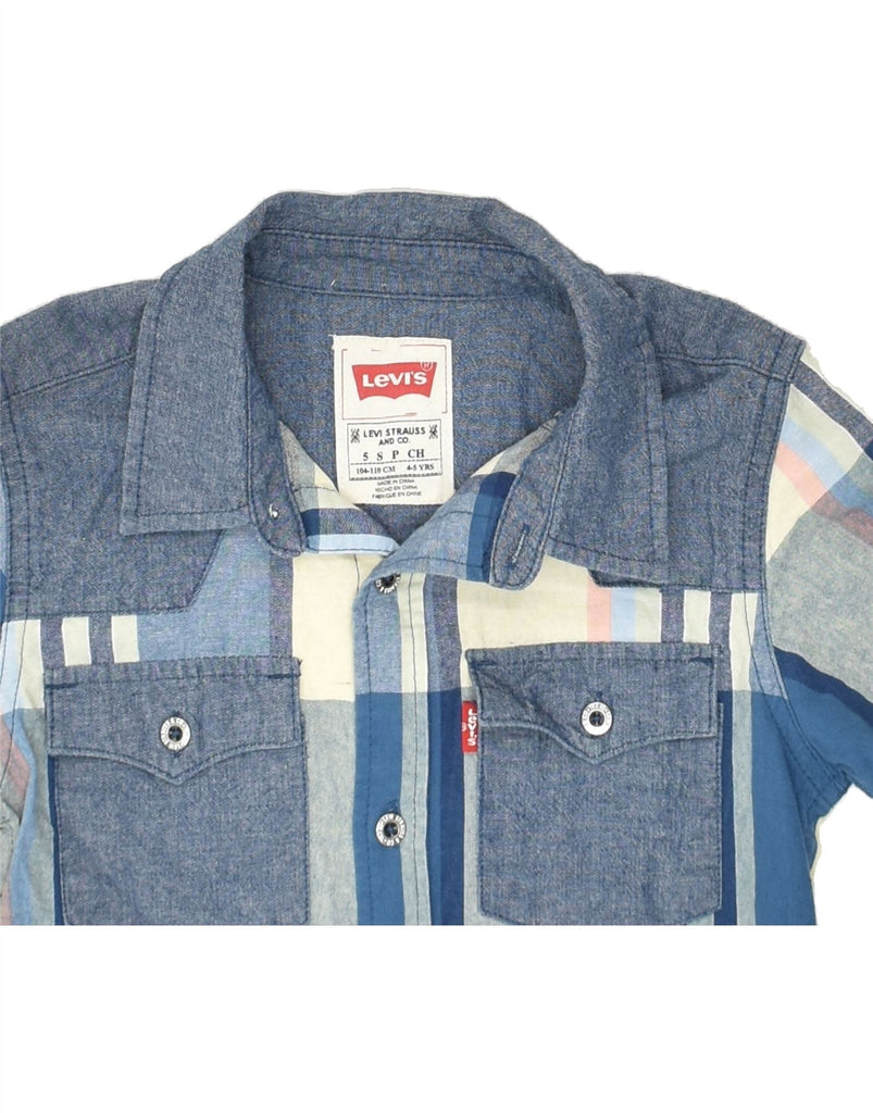 LEVI'S Boys Graphic Shirt 4-5 Years Blue Check Cotton | Vintage Levi's | Thrift | Second-Hand Levi's | Used Clothing | Messina Hembry 