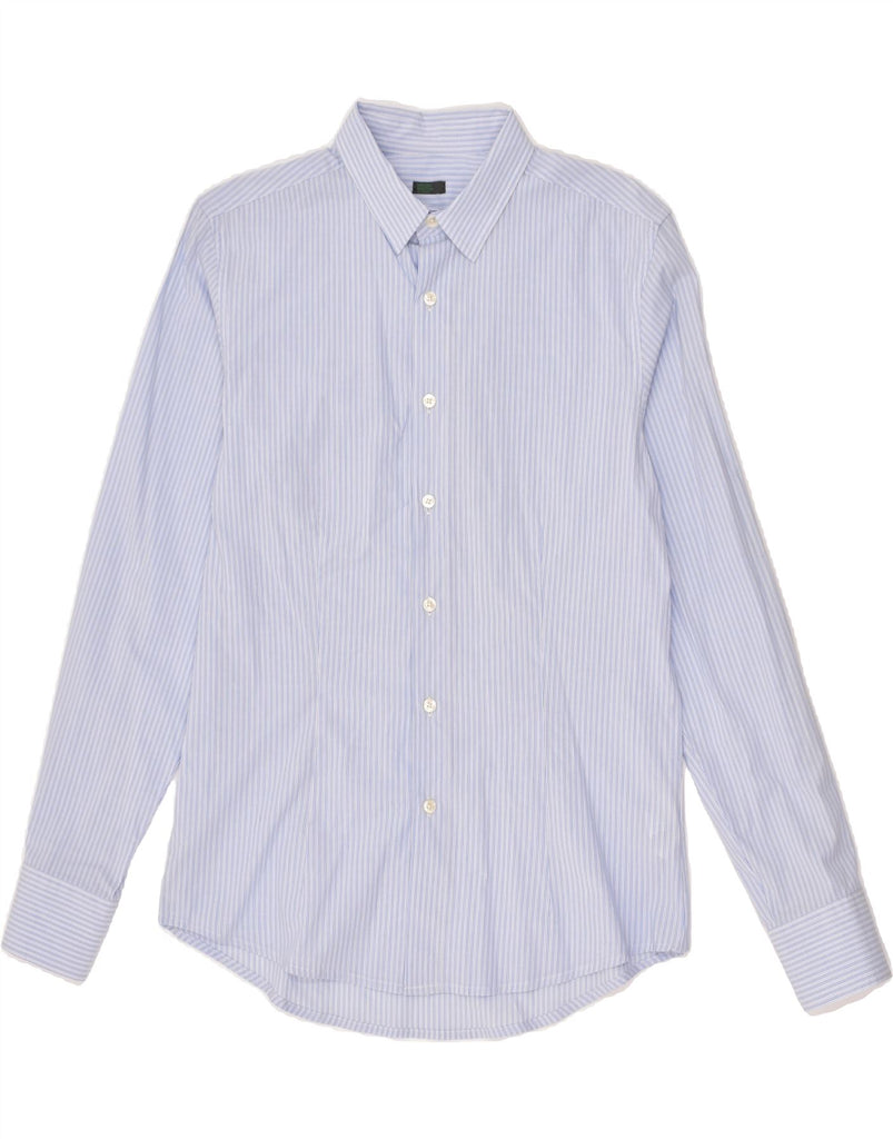 BENETTON Mens Shirt Size 39 40 Medium Blue Striped Cotton Vintage Benetton and Second-Hand Benetton from Messina Hembry 