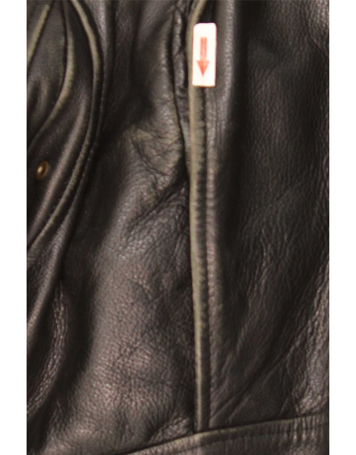 Vintage Mens Military Leather Jacket UK 42 XL Black
