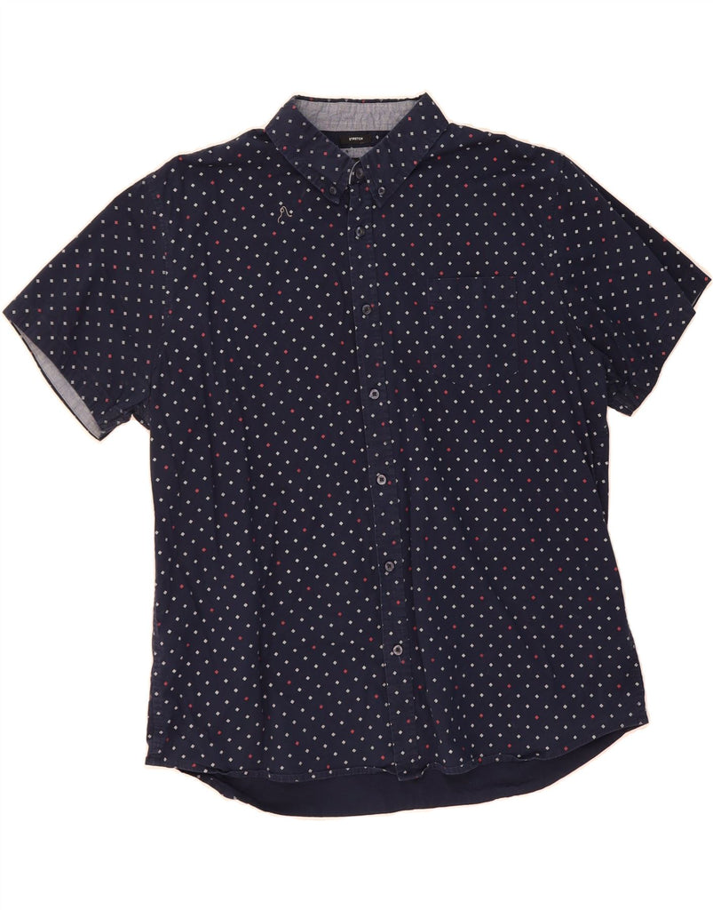 LEE Mens Regular Fit Short Sleeve Shirt 2XL Navy Blue Spotted Cotton Vintage Lee and Second-Hand Lee from Messina Hembry 