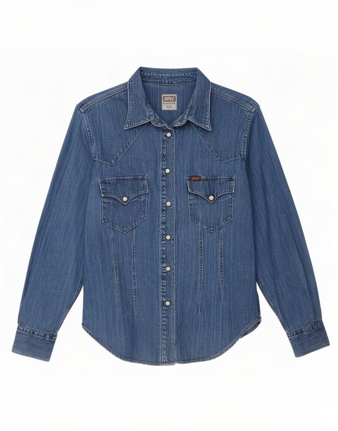 Rifle Womens Denim Shirt UK 16 Large Blue