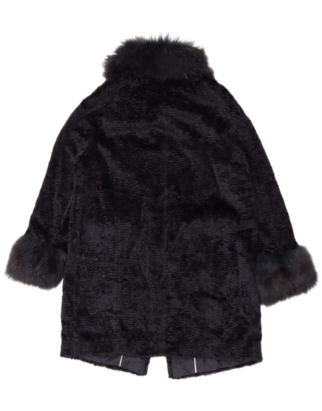 Marks & Spencer Womens Oversized Faux Fur Overcoat UK 14 Large Navy Blue