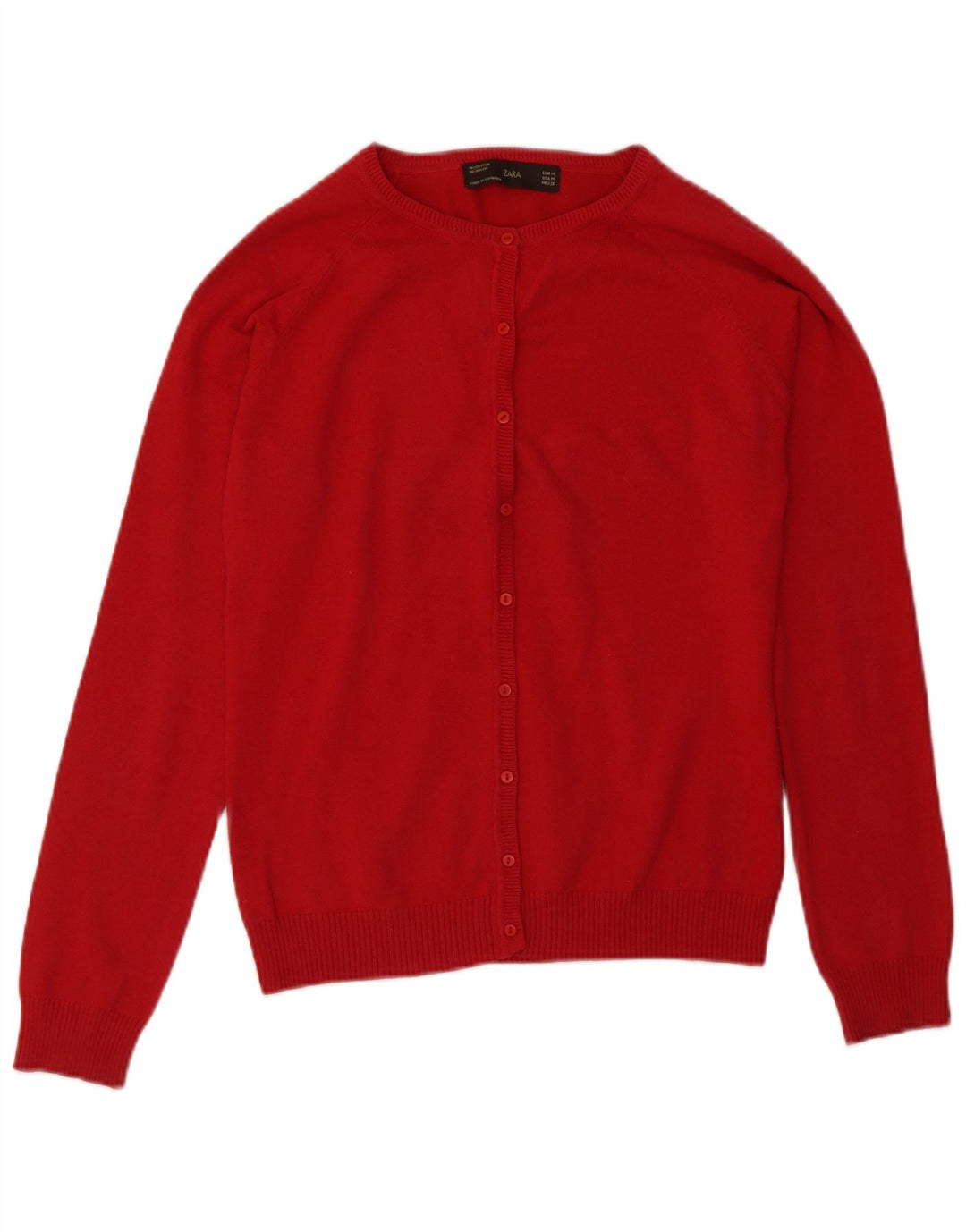 Zara Womens Cardigan Sweater UK 12 Medium Red Cotton