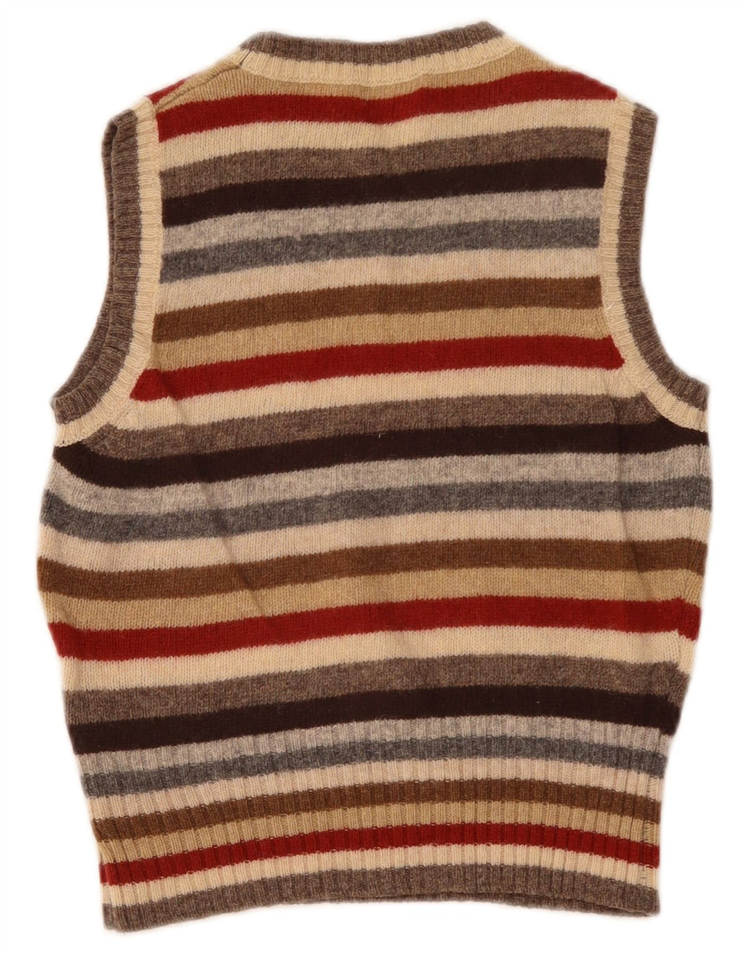 Benetton Womens Crop Vest Tank Top Small Multicoloured Striped New Wool