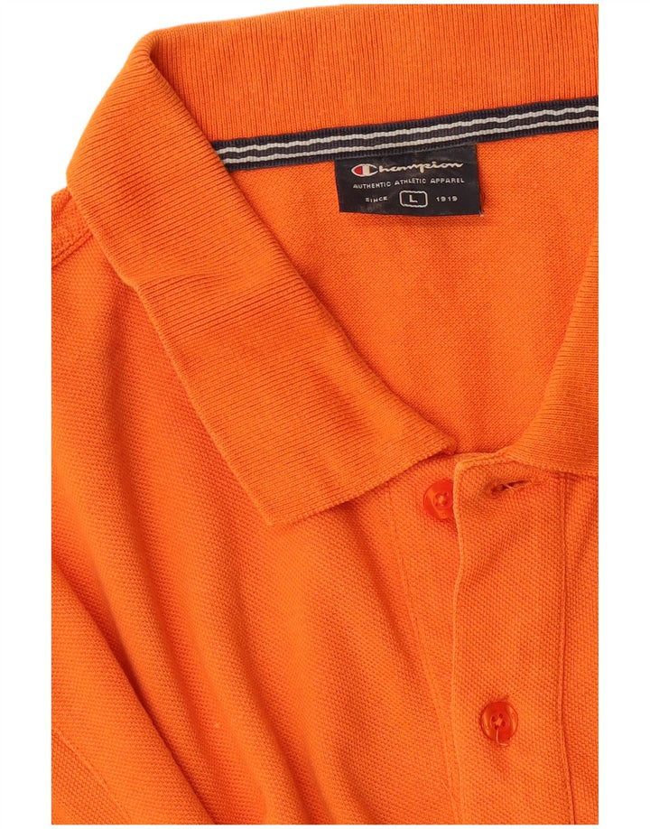 CHAMPION Mens Polo Shirt Large Orange Sports