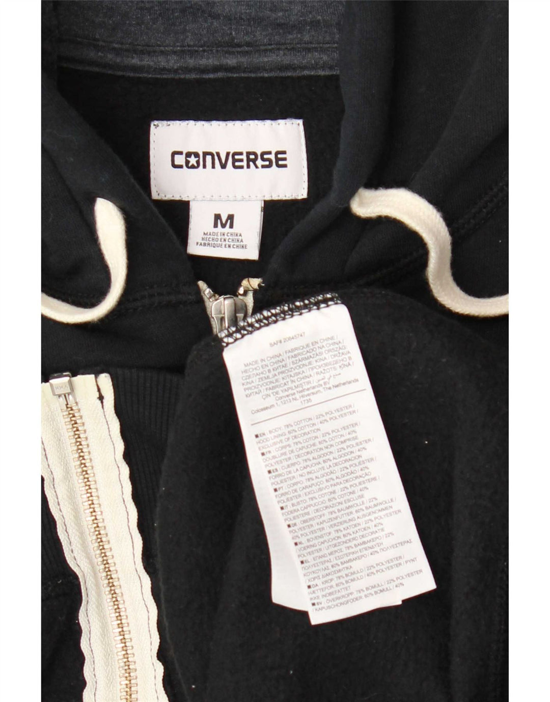 Converse Mens Zip Hoodie Sweater Medium Navy Blue Cotton