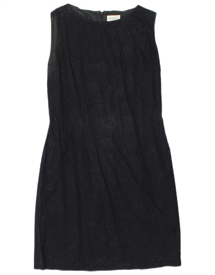 Vintage Womens Sleeveless Sheath Dress IT 46 Large Black Chevron