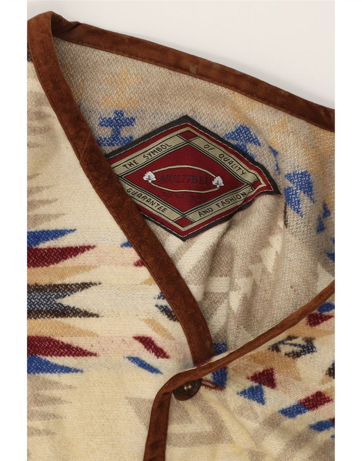 MULTIBLU Mens Waistcoat UK 40 Large Beige Fair Isle