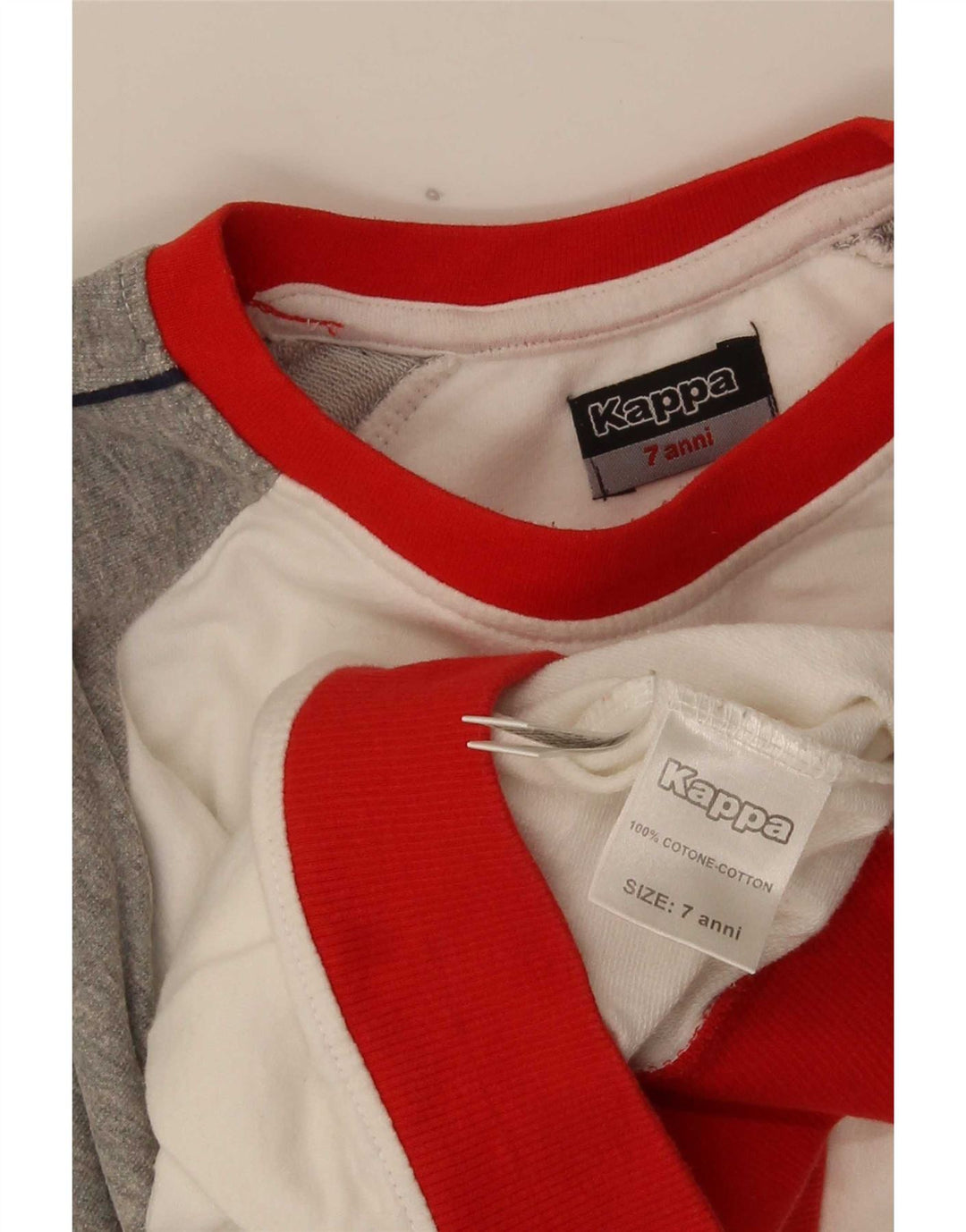 Kappa Boys Graphic Sweatshirt Jumper 6-7 Years White Colourblock Cotton