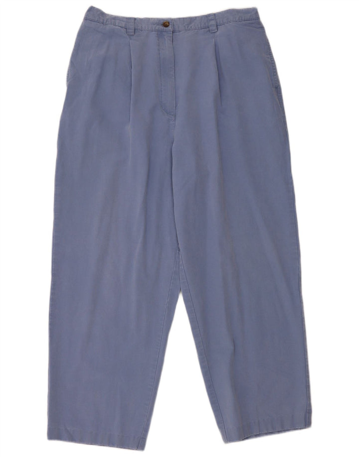 L.L.Bean Womens High Waist Chino Trousers US 16 2XL W34 L27 Blue Tencel