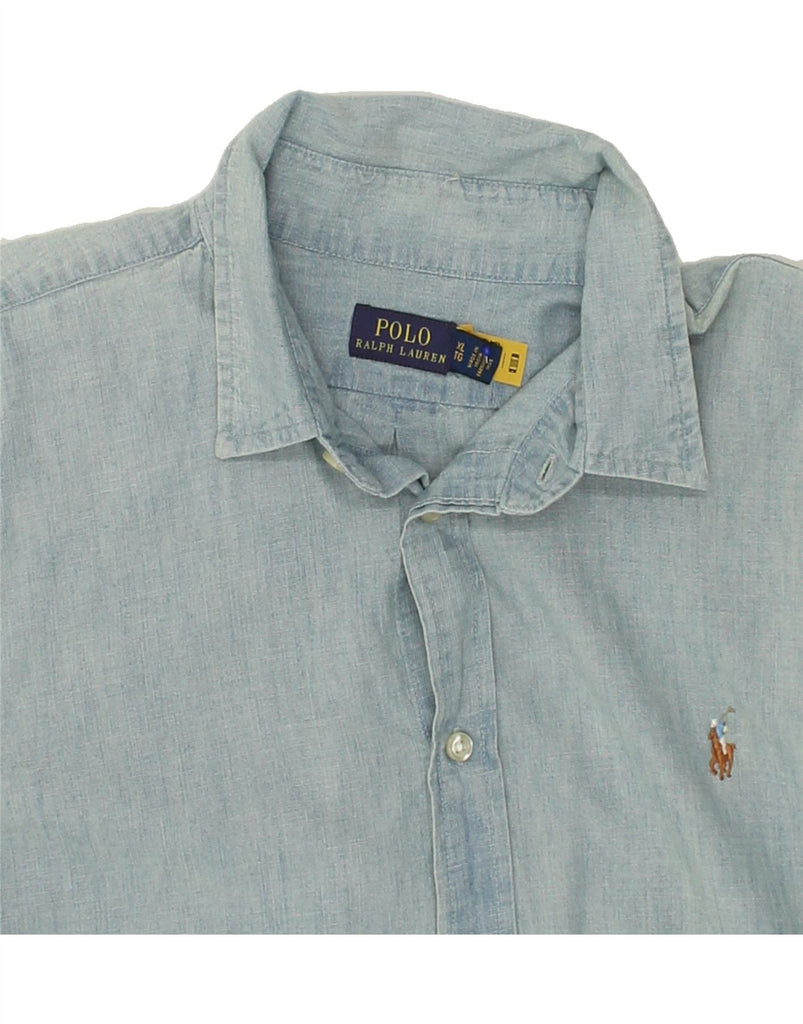 POLO RALPH LAUREN Mens Shirt XL Blue Cotton | Vintage Polo Ralph Lauren | Thrift | Second-Hand Polo Ralph Lauren | Used Clothing | Messina Hembry 