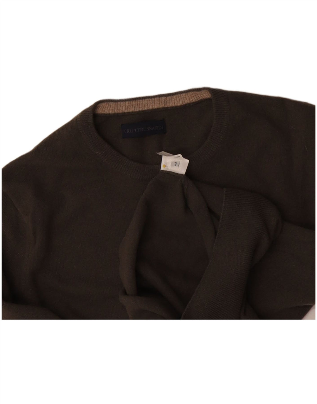 TRUSSARDI Mens Crew Neck Jumper Sweater Large Grey Wool