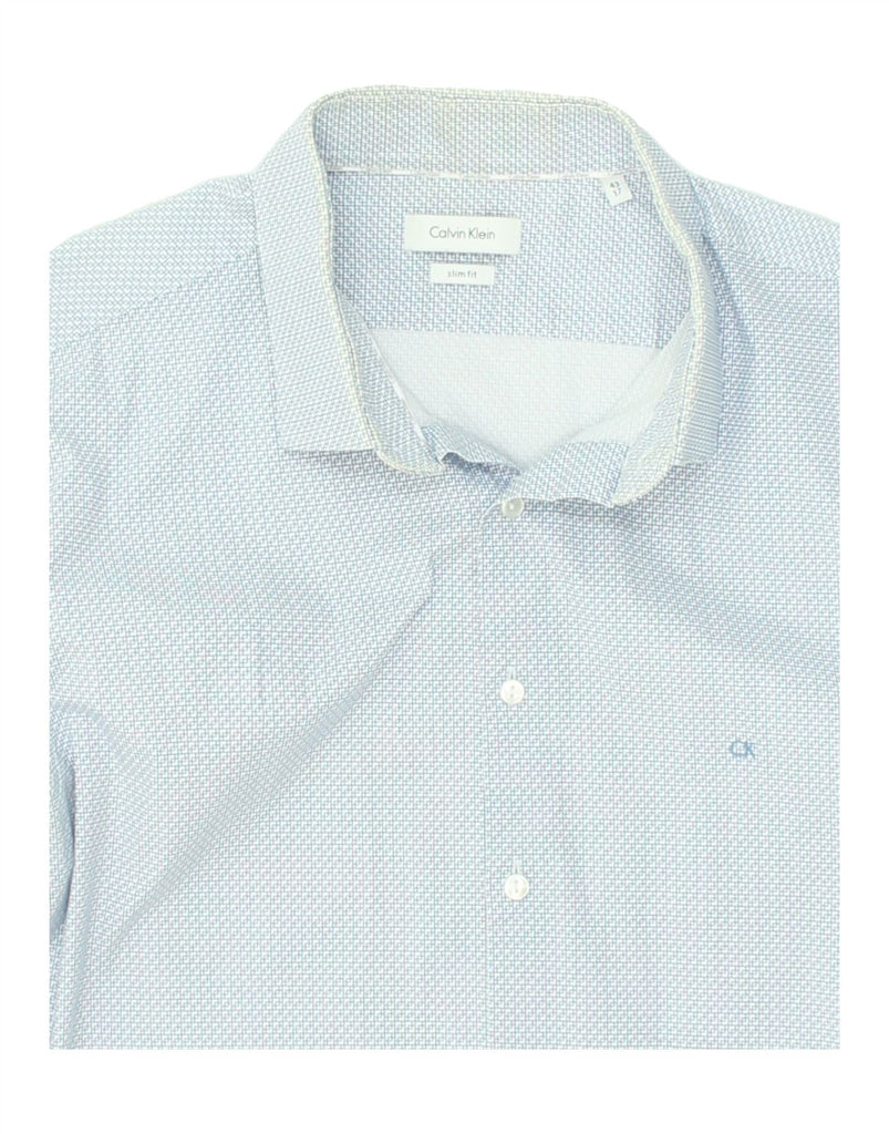 CALVIN KLEIN Mens Slim Fit Shirt Size 43 17 XL Blue Cotton | Vintage Calvin Klein | Thrift | Second-Hand Calvin Klein | Used Clothing | Messina Hembry 