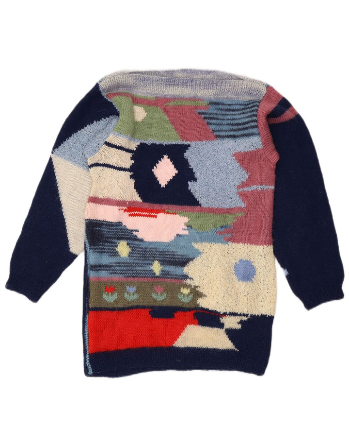 Vintage Womens Boat Neck Jumper Sweater UK 12 Medium Multicoloured