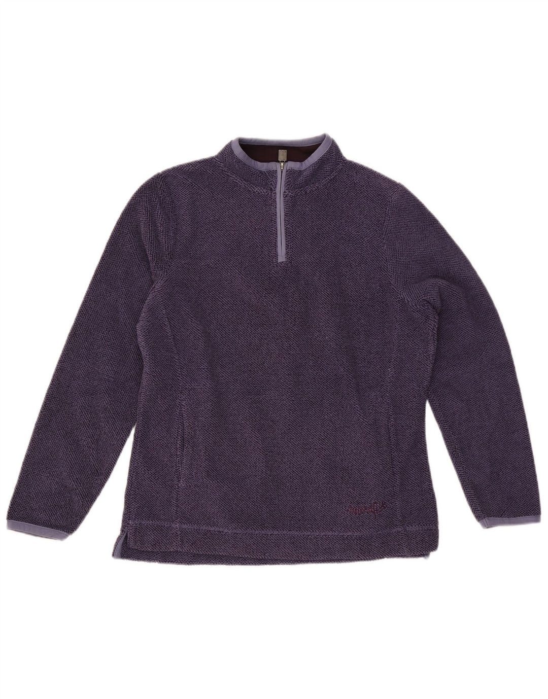 Weird Fish Womens Zip Neck Sweatshirt Jumper UK 12 Medium Purple Polyester