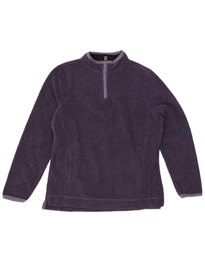 Weird Fish Womens Zip Neck Sweatshirt Jumper UK 12 Medium Purple Polyester