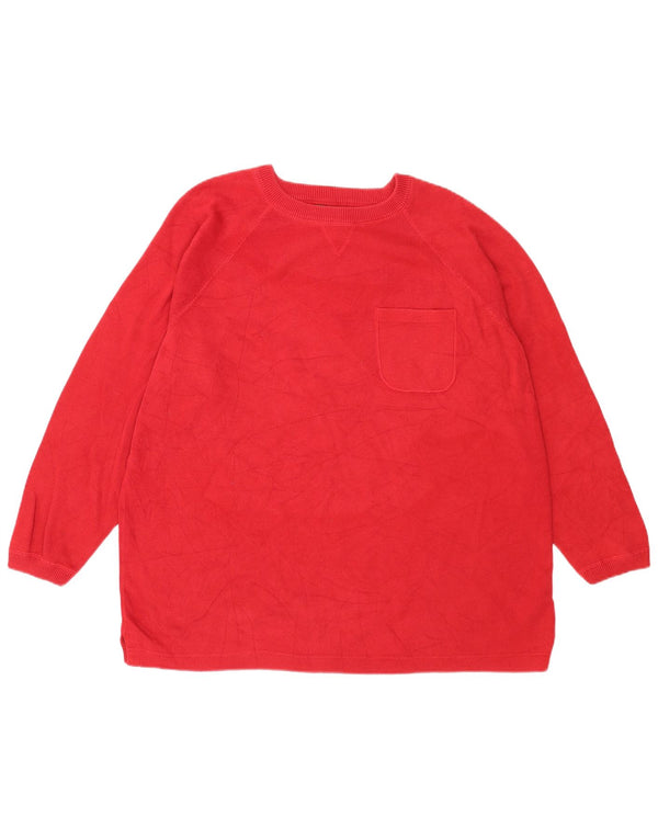 Eddie Bauer Womens Loose Fit Boat Neck Jumper Sweater UK 18 XL Red Cotton
