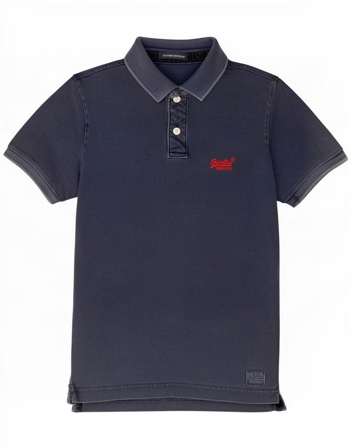 Superdry Mens Polo Shirt Medium Navy Blue Cotton