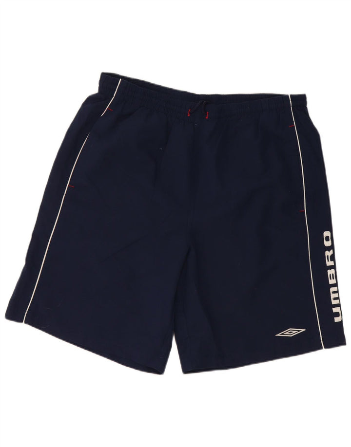 Umbro Mens Graphic Sport Shorts Large Navy Blue Polyester