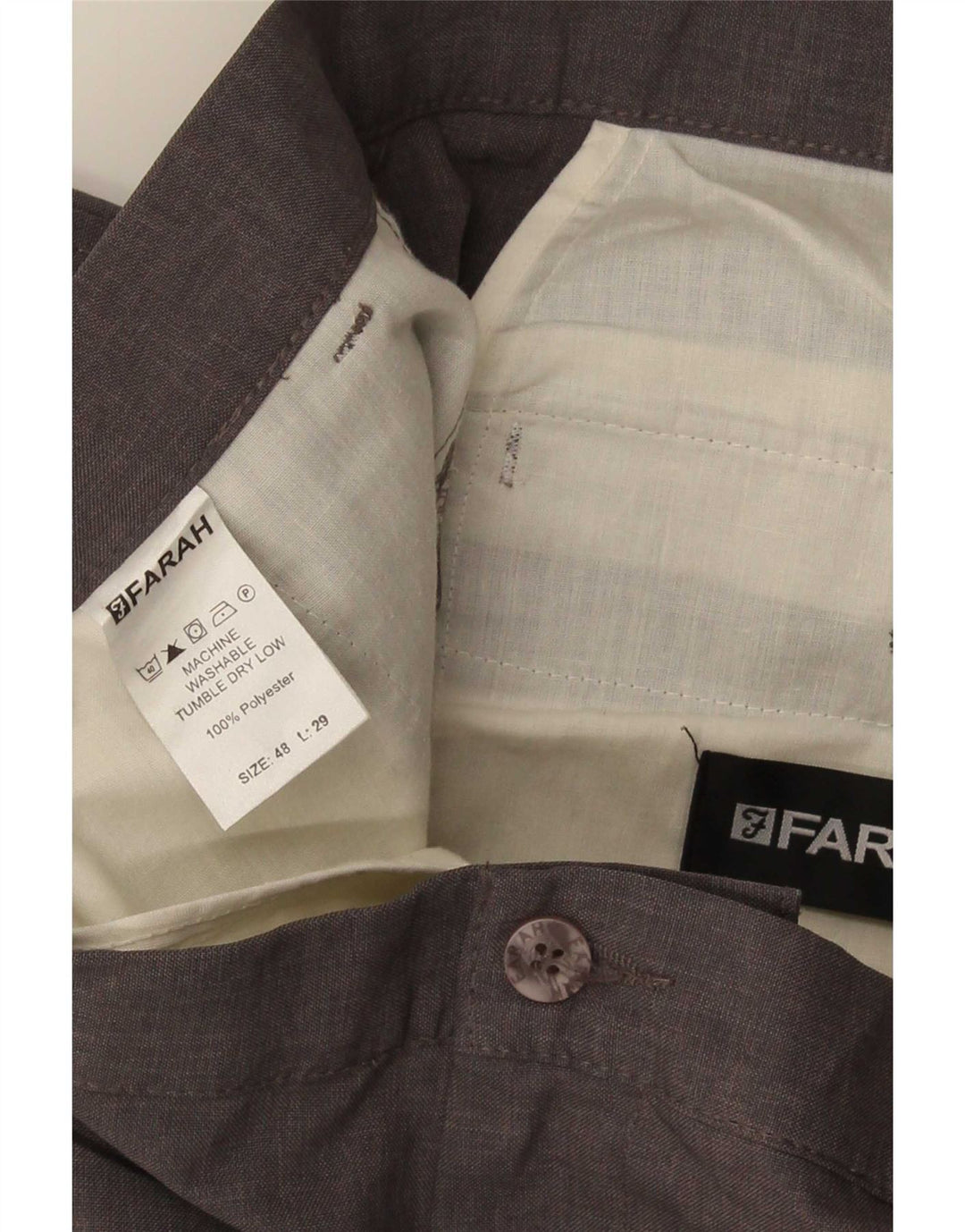 Farah Mens Straight Chino Trousers W48 L29 Grey Polyester