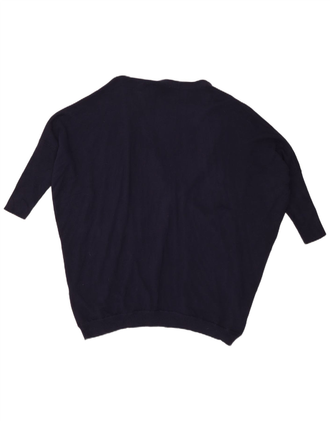 Zara Womens 3/4 Sleeve Oversized Cardigan Sweater UK 14 Medium Navy Blue