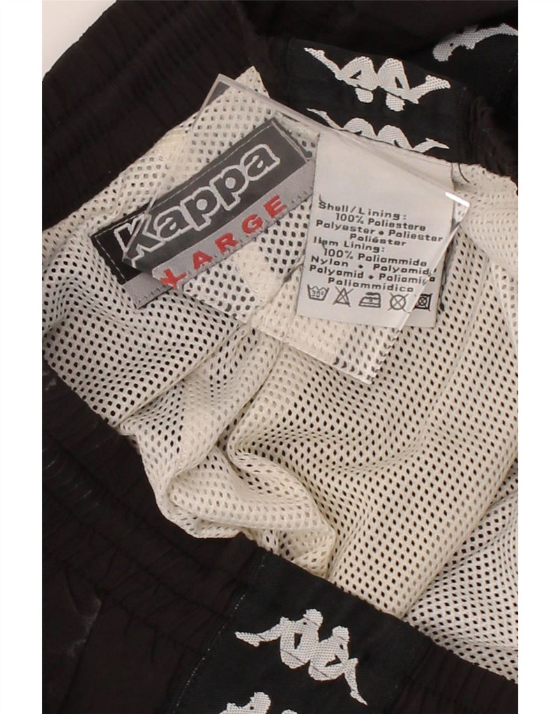 KAPPA Mens Graphic Tracksuit Trousers Large Black Polyester Vintage Kappa and Second-Hand Kappa from Messina Hembry 