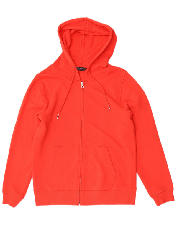 Marks & Spencer Womens Zip Hoodie Sweater UK 10 Small Red Cotton