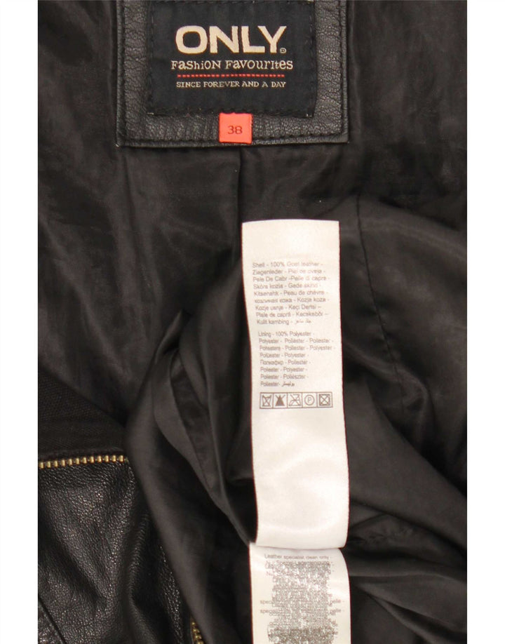 Only Womens Leather Racer Jacket IT 38 XS Black Leather
