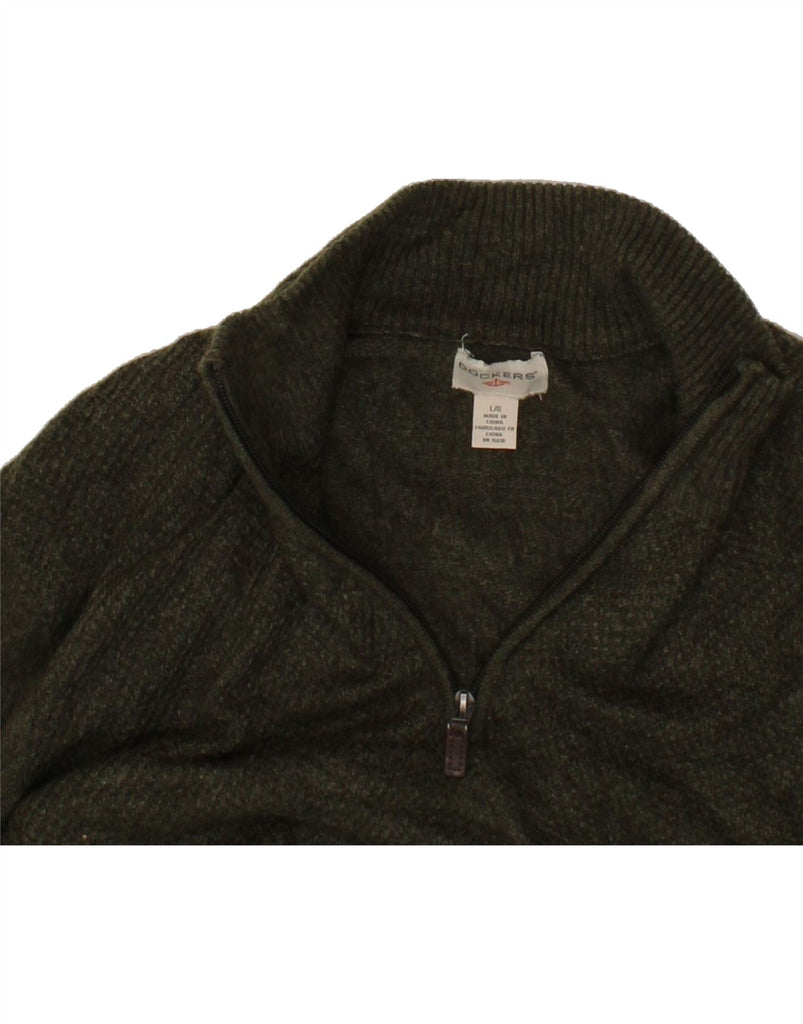 DOCKERS Mens Zip Neck Jumper Sweater Large Khaki Acrylic Vintage Dockers and Second-Hand Dockers from Messina Hembry 