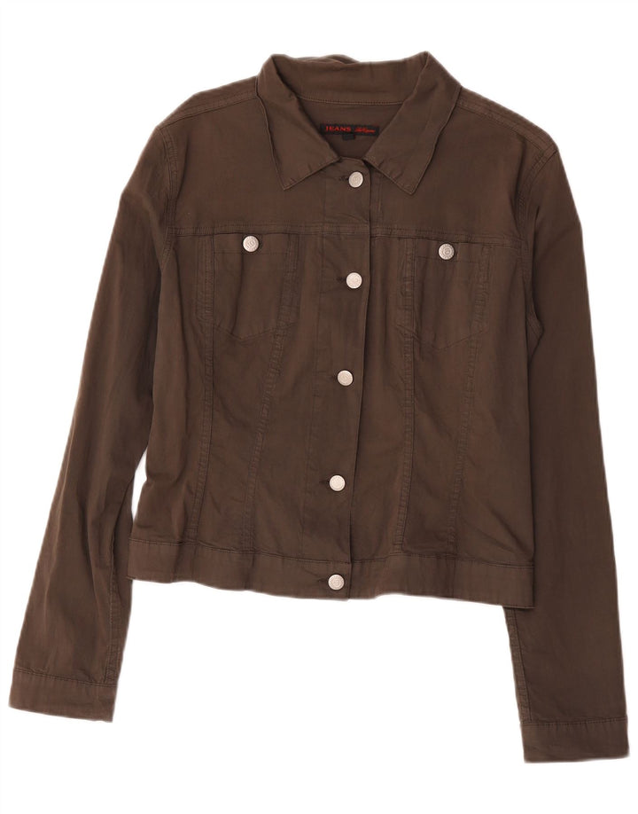 Les Copains Womens Bomber Jacket IT 46 Large Brown Cotton