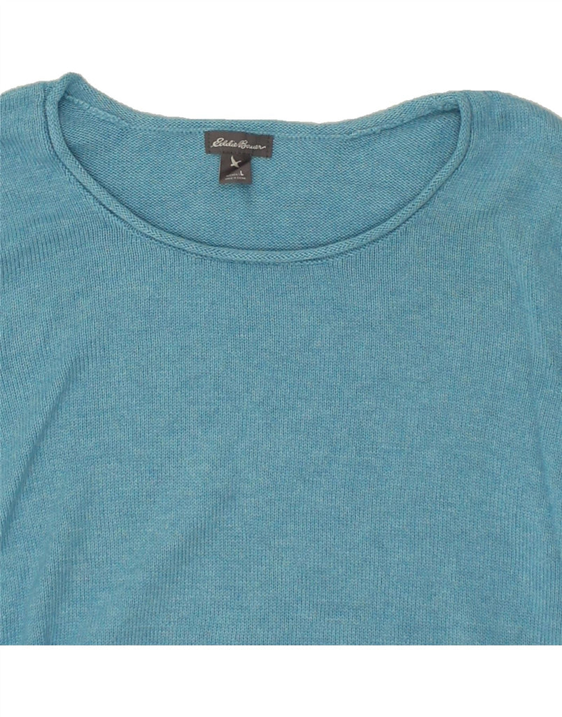 EDDIE BAUER Womens Boat Neck Jumper Sweater UK 14 Large Blue Cotton | Vintage Eddie Bauer | Thrift | Second-Hand Eddie Bauer | Used Clothing | Messina Hembry 