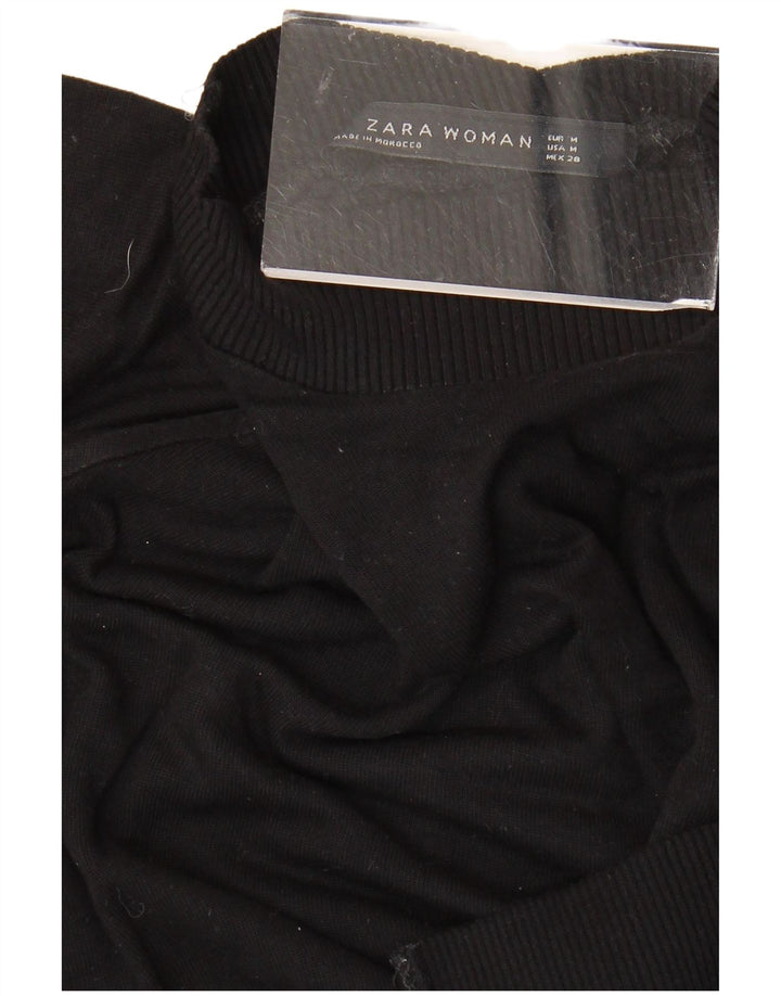 Zara Womens Short Sleeve Turtle Neck Jumper Sweater UK 14 Medium Black